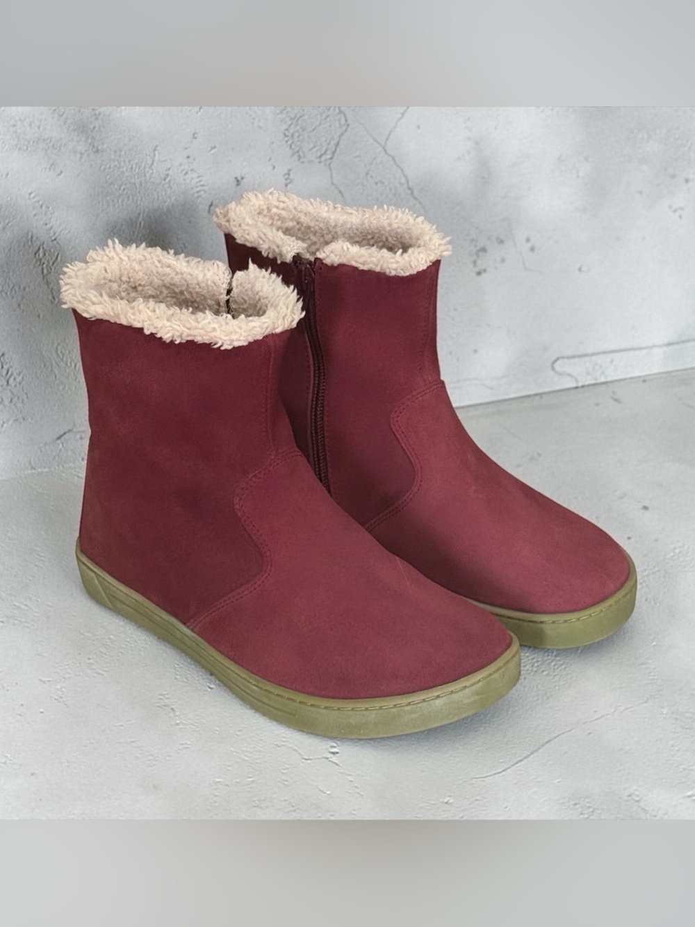 Birkenstock Women’s 36 / 5 - 5.5 Burgundy Suede Shearling Lined Ankle Zip Boots - Picture 2 of 13
